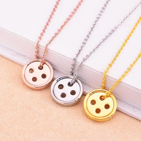 

pendant necklaces fashion trend button necklace short clavicle creative birthday gift for women men love jewelry, Silver