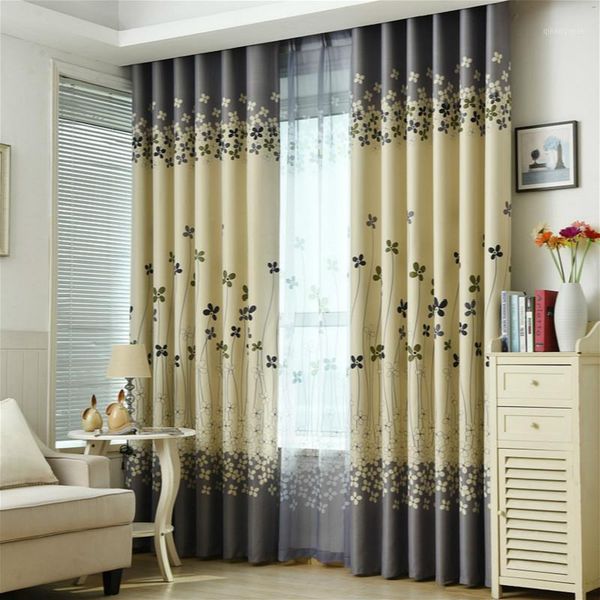 

grey and cream floral print modern blackout curtains for living room the bedroom home decor curtain sets drapes window treatment1