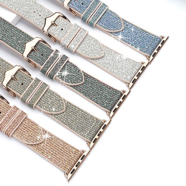 Sequins Glitter Bling Askısı Apple Watch Band Için 45mm 41mm 42mm 44mm 38mm 40mm Moda Bilezik Lüks Watch Bands IWatch 7 6 5 4 3 SE Bileklik Akıllı Aksesuarları