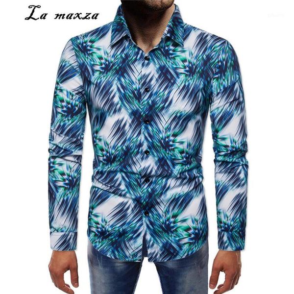 

hawaiian shirt streetwear fashion long sleeves shirt spring button up 2020 print causal mens plus size1, White;black