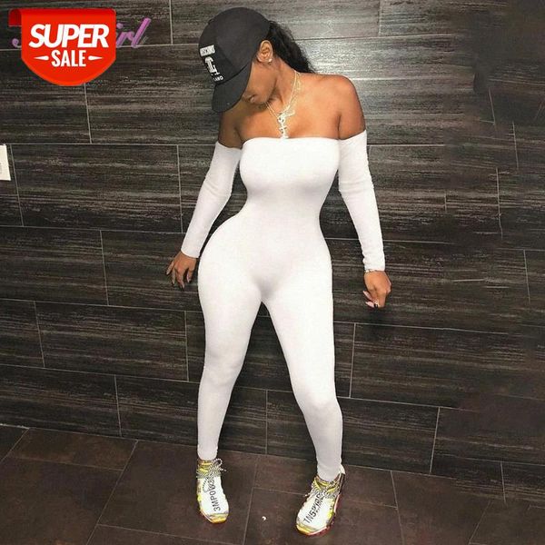 

fitness solid strapless long sleeve backless workout biker skinny jumpsuit women autumn outfit streetwear sport rompers overalls #r20p, Black;white