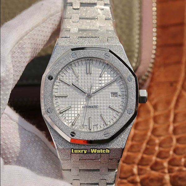 

n9f version date white dial cal.3120 automatic 15500st.oo.1220st.04 sapphire mens watch frost silver steel case bracelet luxry watches, Slivery;brown