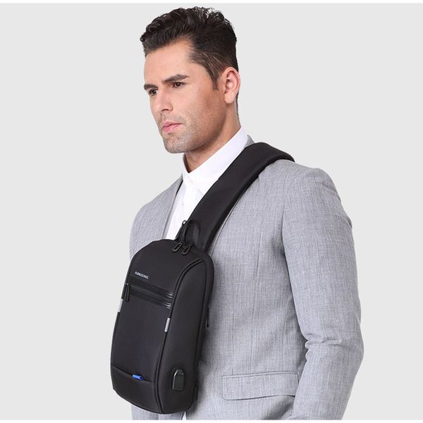 

solid business style shoulder large capacity multi-functional crossbody breast bags for warm 2020 men uwma, Black;red