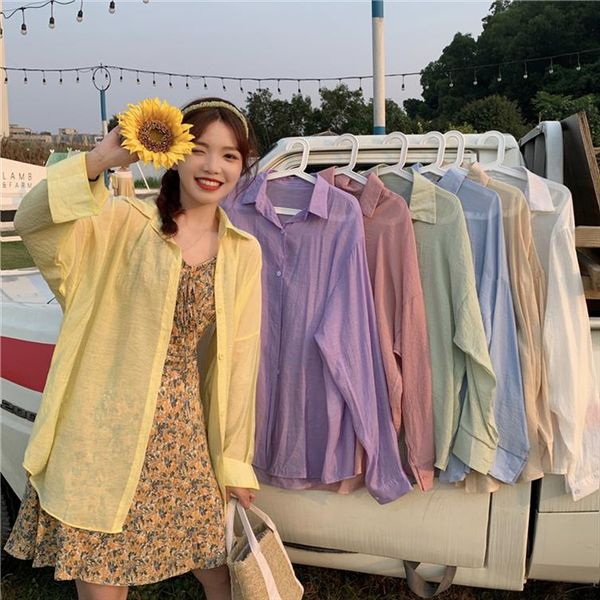 

women thin cotton summer shirts blouses full sleeve shirt women simple casual solid shirt for female, White