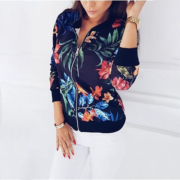 

women's jackets 2021 women coat fashion ladies retro floral zipper up jacket casual autumn outwear clothes ns4029, Black;brown