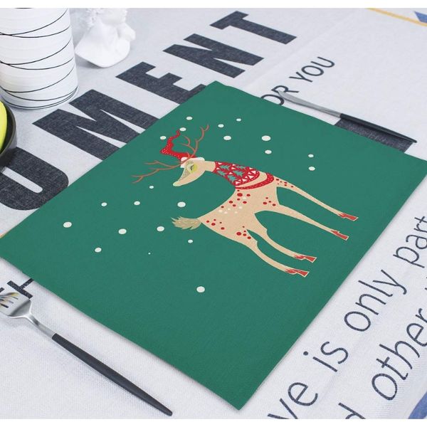 

greet christmas linen santa claus snowflake elk pattern cake decoration 4232cm new year home kitchen tableware placemat natale f wmtbxg