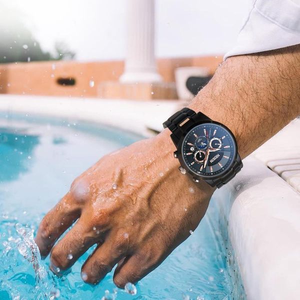 

nesun new waterproof swimming sports watches men automatic mechanical luminous wristwatches fashion clock male relogio masculino1, Slivery;brown