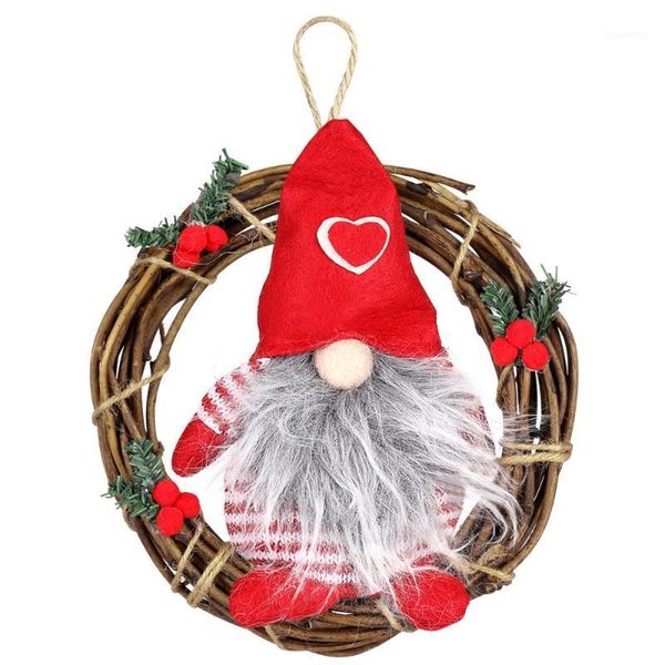 

vosarea rattan hanging wreath christmas garland xmas party christmas tree hanging adornment (red)1