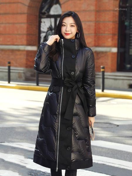 

women's down jacket autumn winter coat female parkas warm 90% white duck down jackets korean fashion 2020 abrigo mujer pph18971, Black