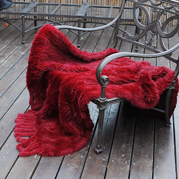 

blankets cx-d-20c home decorative sofa warm fur knit throw with fringe blanket