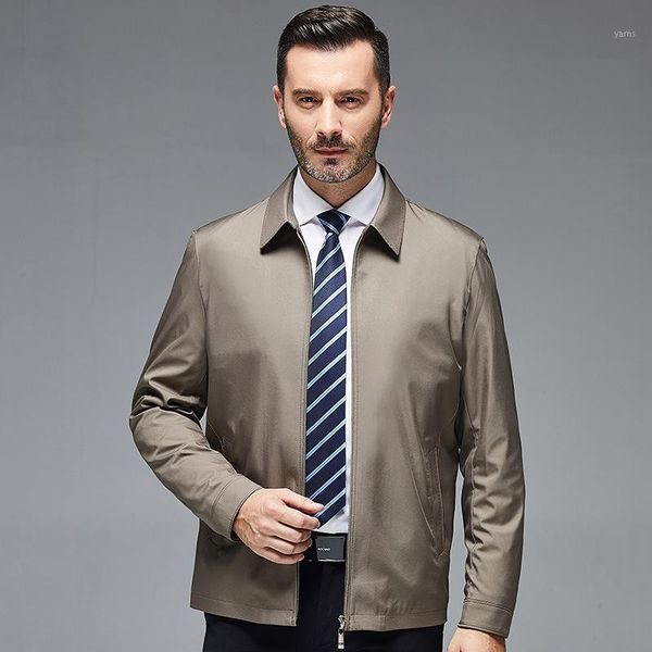 

8818 spring new style business casual solid color middle-aged men fold-down collar daddy clothes mens jackets and coats1, Black;brown