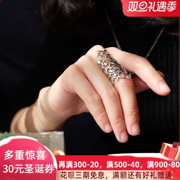 

tiktok 925 jewelry, thai sier female net red voice, exaggerated opening personality index finger fashion ring, Silver