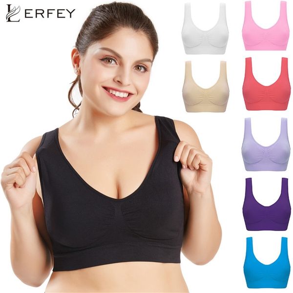 LERFEY 3 teile/satz Frauen Sexy Bh Mit Abnehmbaren Pads Nahtlose Push-Up Bh Weste Tops Plus Größe 4XL 5XL Unterwäsche drahtlose Bhs LJ200822