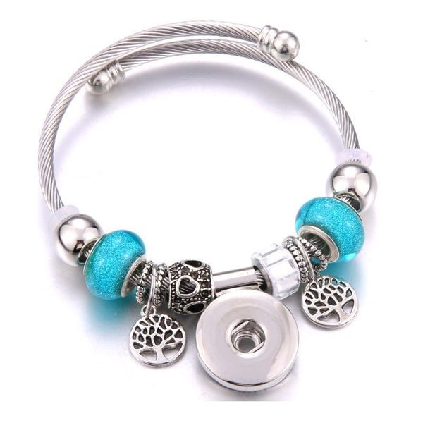 

elasticity snap button bracelet tree of life bangles beads jewelry making snap bracelet fit 18mm snap buttons bbyqhx, Golden;silver
