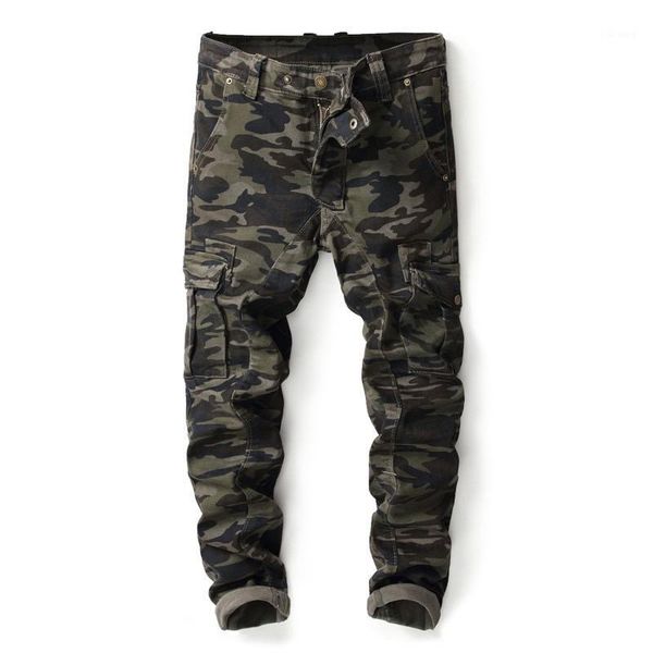 

men's jeans fashion men casual slim straight elasticity spring autumn camouflage pants male men1, Blue