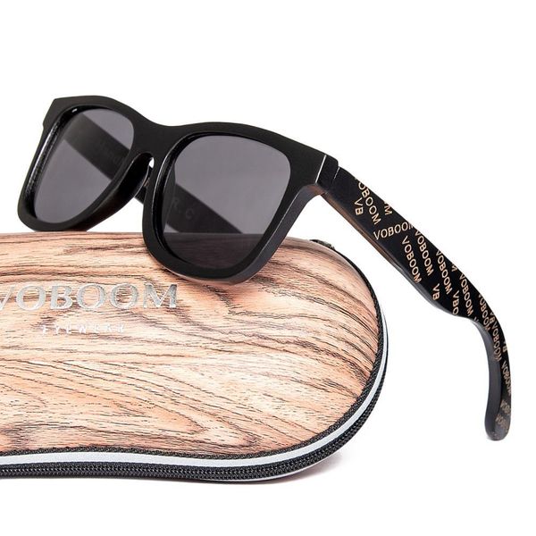 

voboom wooden sunglasses men black frame engraving letter handmade polarized lenses eyewear vv