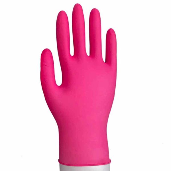 

rubber pink paws latex nitrile gloves, powder disposable gloves non sterile, food safe, convenient dispenser pack of 100