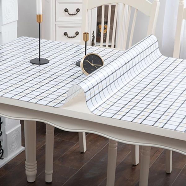 

hazy pvc скатерть водонепроницаемая решетка непрозрачная настольная крышка коврик прямоугольник столовая ткань кухонные шаблон масло ткань с