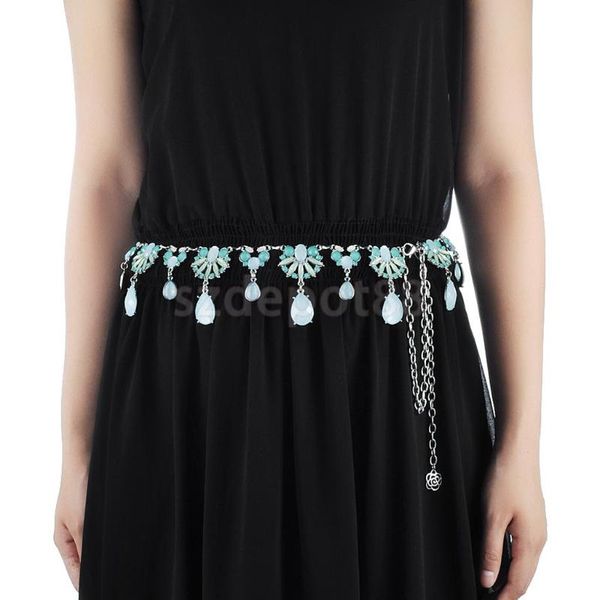 

women's chain belt ladies floral dancing tassel waist belt bridal wedding gift dress accessories, Black;brown