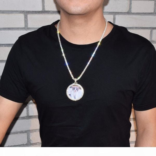 

pendant custom made p with medallions necklace & 4mm tennis chain gold silver color cubic zircon men's hip hop jeweldi9t