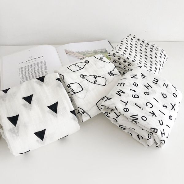 

muslin 100%cotton blankets fruits animals patterns multi-use newborn swaddle muslin infant gauze both towel baby warp y201009
