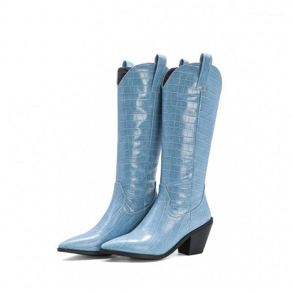 

boots knee high winter women's shoes heel thick ladies black pu leather women1