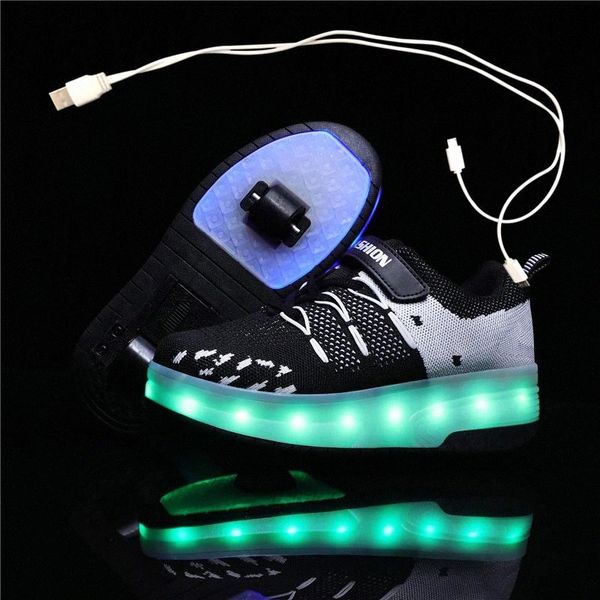 

usb charging children roller skate casual shoes boys girl automatic jazzy led lighted flashing kids glowing sneakers with wheels #ds1i