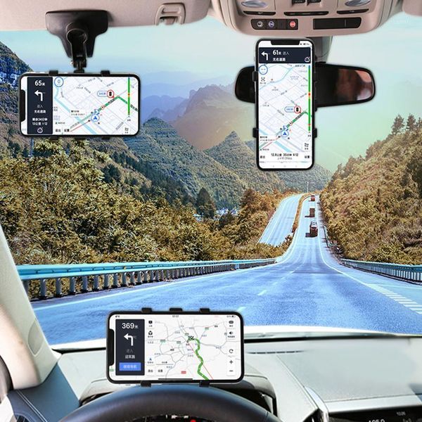 

universal car phone holder dashboard rear view mirror sunshade baffle phone holder1