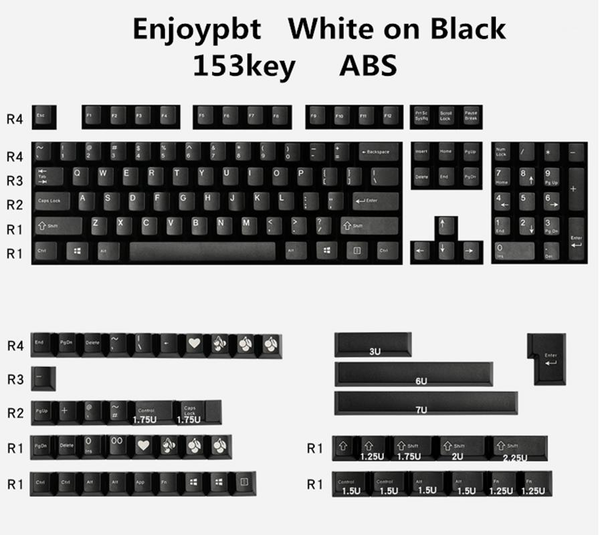 

keyboards enjoypbt keycaps white on black 153 key abs material is suitable for most mechanical keyboards1