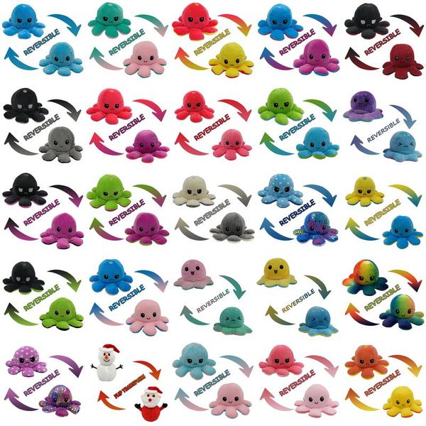 

2020 последние горячие обратимые восьминоги плюшевые игрушки 1020см нашитые животные милые ped octopus кукла двусторонняя экспрессия octopus