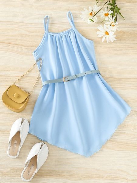 

toddler girls solid cami dress without belt she, Red;yellow