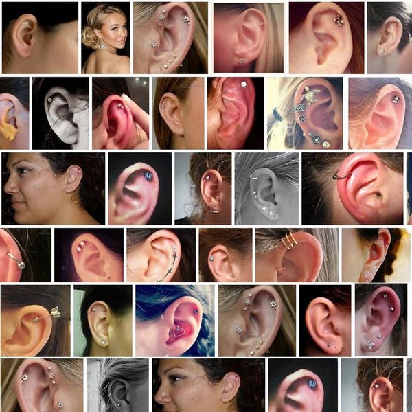 

bog-1pc surgical steel internally threaded zircon prong lip stud ear cartilage tragus helix piercing stud ring 16g body jewelry q bbypjb, Silver