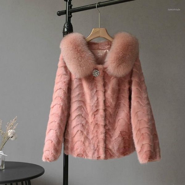 

women's fur & faux vintage real coat female winter clothes 2021 korean elegant collar fashion warm jacket hiver 16271, Black