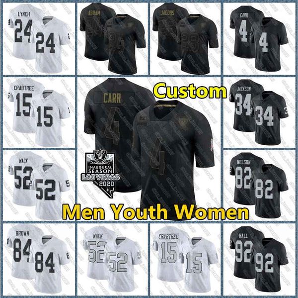 

las vegas raiders men #13 hunter renfrow 28 doug martin 4 derek carr 24 charles woodson women youth football jersey, Black;red