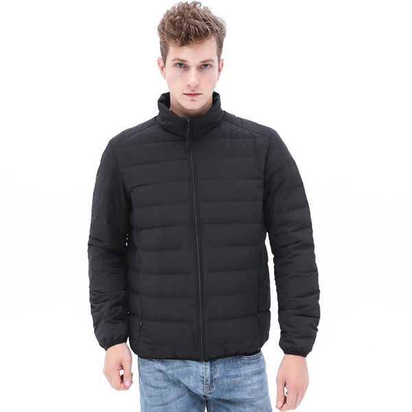 

2020 new of down wind-proof men's jackets with seamless hood puffer jacket winter light man outerwear, Black
