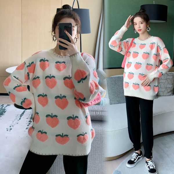 

women's clothing autumn and winter fashion sweater age reduction small fresh pregnant mother's t-shirt korean pullover loose, White