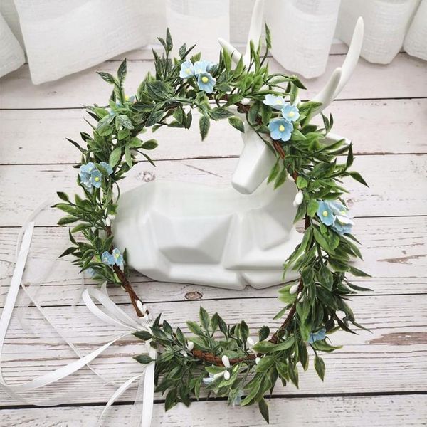 

small flowers green leaf crown festival headband women wedding hair accessories girl floral garland wedding floral jllwci