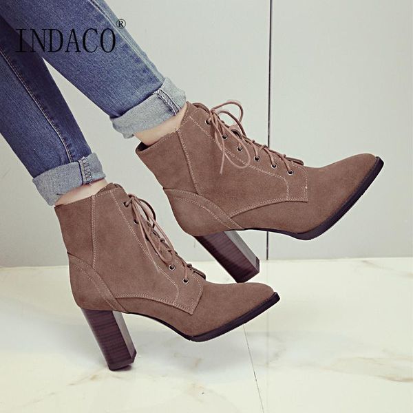 

women autumn winter boots black brown ankle boots for women high heel 8cm