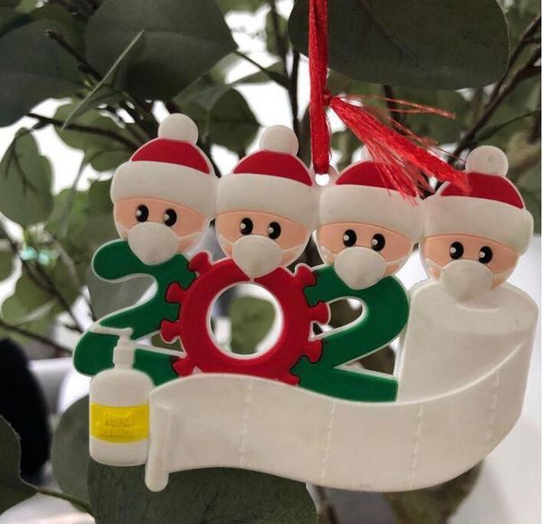 

gift quarantine ornaments customized new survivor family christmas of 2-7 hang decoration snowman pendant with face mask