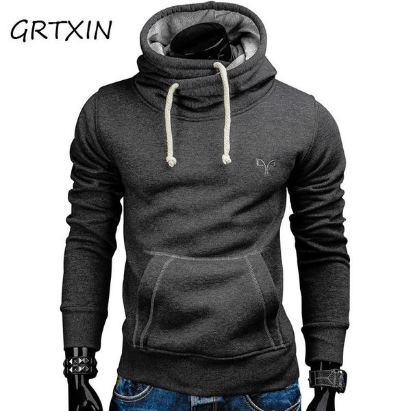 

men's hoodies & sweatshirts spring autumn men fashion brand pullover solid color turtleneck sportswear sweatshirt tracksuits moleton, Black