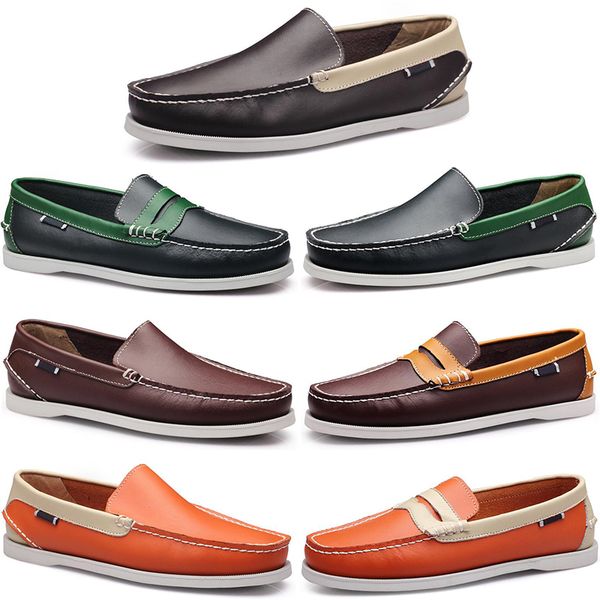 

2021 new fahsion designer great quality mens shoes leather loafers triple white black red on wedding drive party men casual flats bottoms