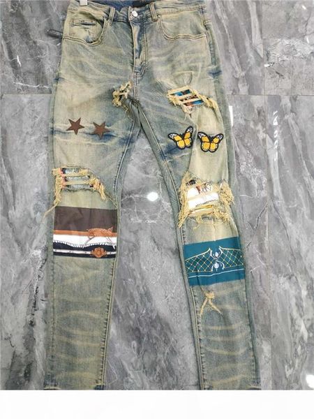 

luxurys designer mens design slim leg jeans zipper урожай мода мужские джинсы тонкий мотоцикл biker джинсы мужские хип-хоп брюки w28-w40, Blue
