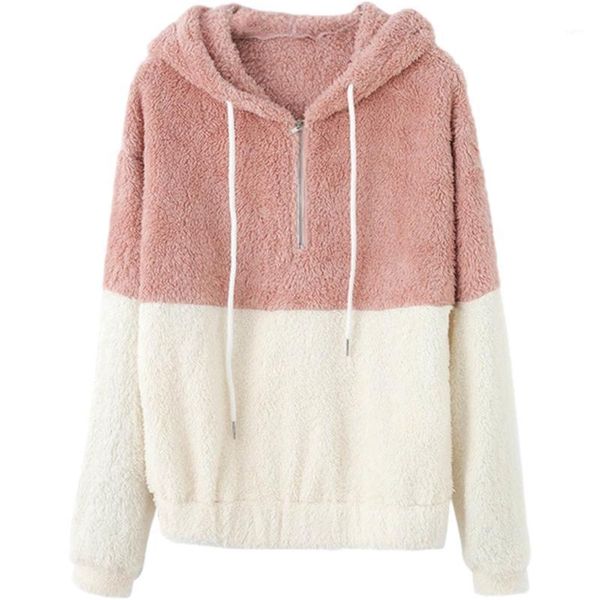 

christmas 2020 oversized hoodies women harajuku patchwork long sleeve plush keep warm sweatshirt women winter sudadera mujer1, Black