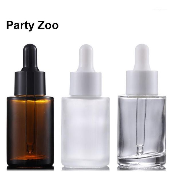 

storage bottles & jars 240 x 30ml clear frosted flat shoulder essence dropper bottle 1oz amber essential oil jar container1