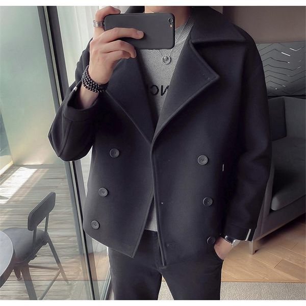

mao coat men's autumn winter new british wind casual korean version of the trend short-fashioned windshield jacket, Tan;black