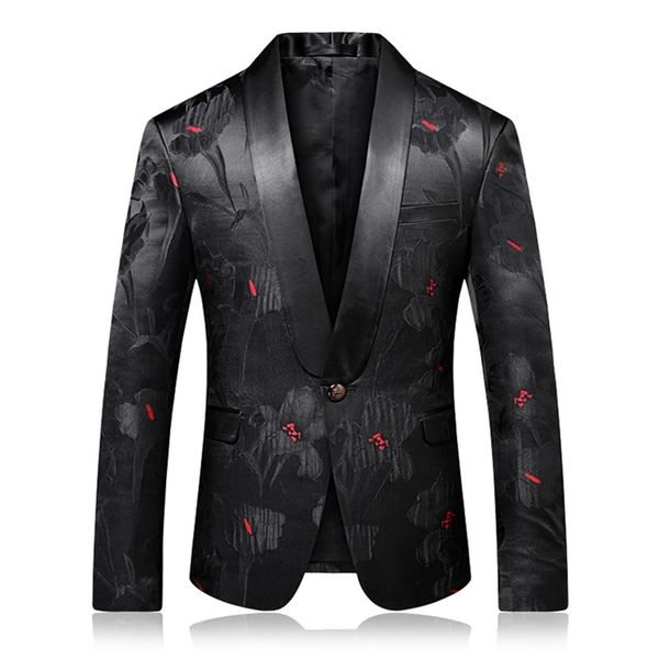 

black red blazer slim masculino dresses uomo wedding prom blazers single button for men elegant suit jacket 201106, White;black