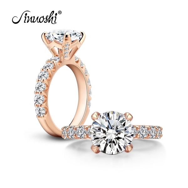 

ainush 925 silver ring for women silver wedding 3 carat rose gold jewelry ring y200106, Slivery;golden