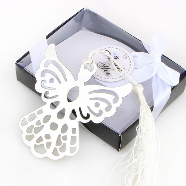 Melhor Preço Metal Bookmark Fita Branca Tassel Angel Bookmark Wedding Baby Chuveiro Festa Favores Presentes para Livros LX4070