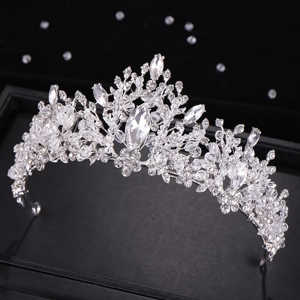 

trendy wedding hair accessories silver color baroque rhinestone crystal crown bridal tiara princess party wedding hair jewelry j0113, Slivery;golden