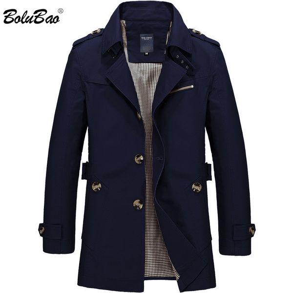 

bolubao new men fashion jacket coat spring brand men's casual fit wild overcoat jacket solid color trench coat male 201119, Black;brown